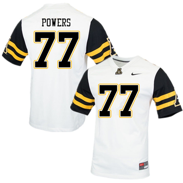 Men #77 Colston Powers Appalachian State Mountaineers College Football Jerseys Sale-White - Click Image to Close